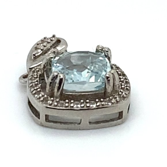Aquamarine 1.55ct White Gold Finish Solid 925 Sterling Silver Pendant - Picture 6 of 6
